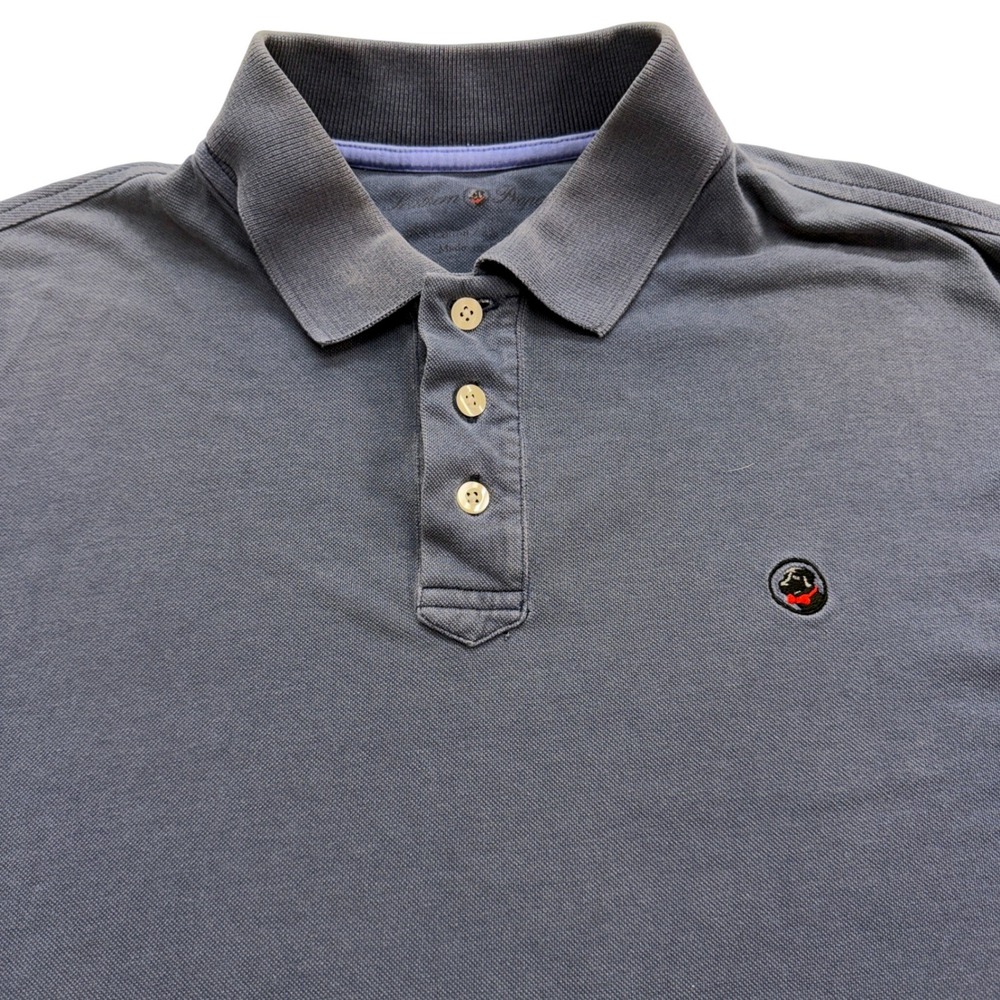 Southern Proper Mens Polo Shirt L Blue Cotton Blend Stretch Pique Short Sleeve - Picture 4 of 10
